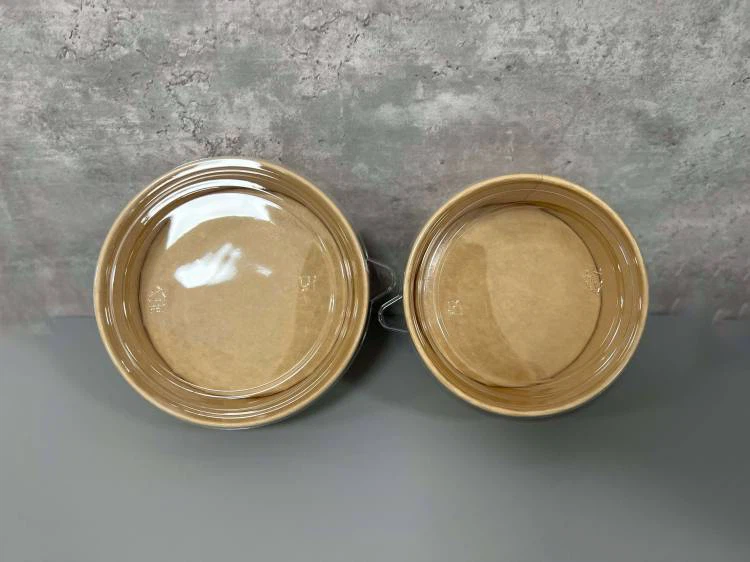 kraft bowls with pet high clear lids