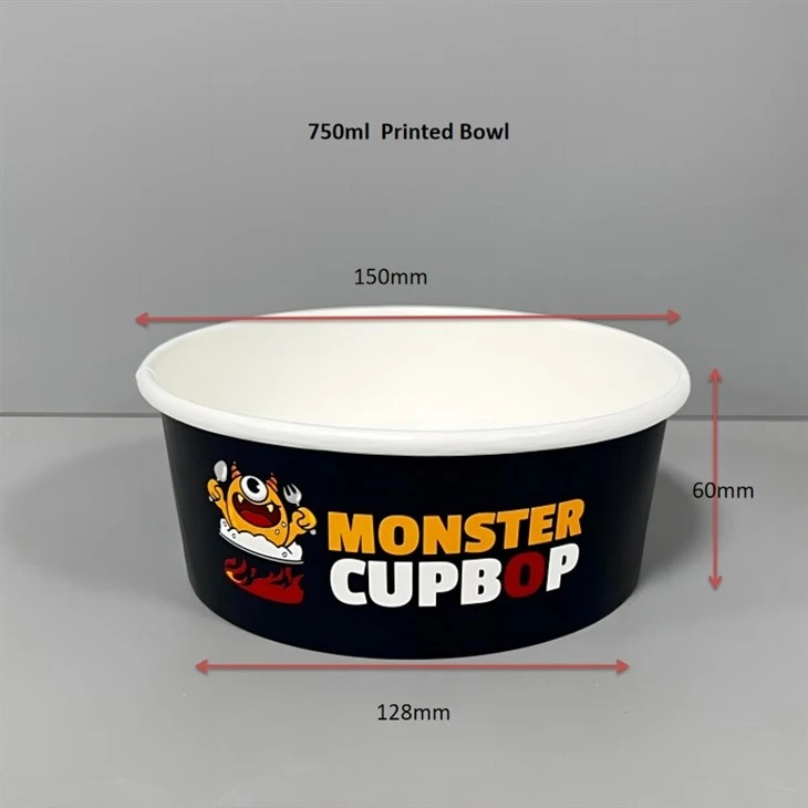 Tazón de comida Kraft de 750 ml con tapa transparente