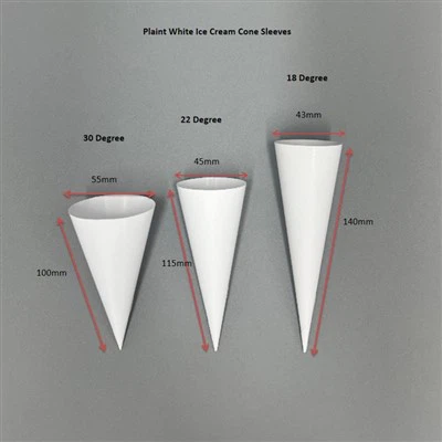 Mangas de cono de helado blanco liso