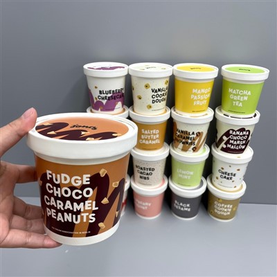 Tarrinas de papel para helado de 16 oz con tapas de papel